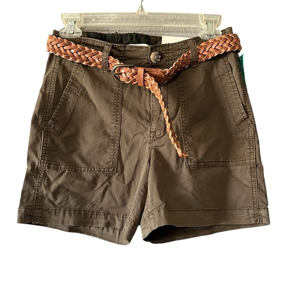 Maurices Olive Utility Shorts Size 2 Mid Rise 5 Inch Inseam Belted NWT